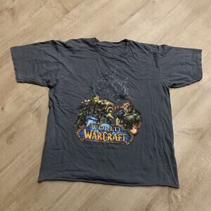 World of Warcraft WOW T-Shirt Gray Men's Large L 2016 Cropped Chopped Blizzard